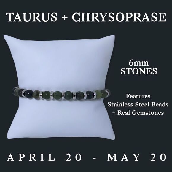 NWT Wool + Pepper Co. Taurus + Chrysoprase Bracelet - Zodiac x Gemstone - Picture 6 of 13